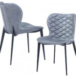 Set of Two Gray Black Modern Dining Chairs