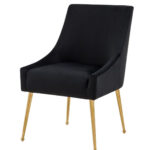 Set of Two Black Gold Velvet Dining Chairs