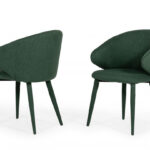 Set of Two Green Fabric Wrapped Dining Chairs