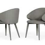 Set of Two Gray Fabric Wrapped Dining Chairs