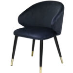 Set of Two Blue Velvet Dining Chairs