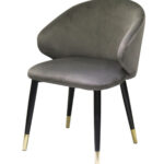 Set of Two Dark Gray Velvet Dining Chairs