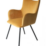 Yellow Curvy Velvet and Black Modern Dining Chair
