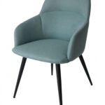 Teal and Black Linen Ergo Modern Dining Chair