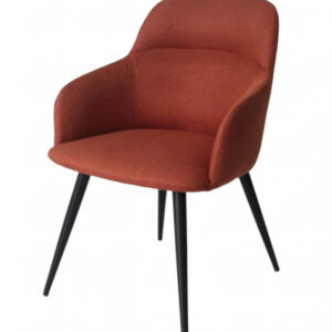 Natural Walnut and Black Faux Leather Metal Dining Chair