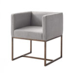 Gray Antique Velvet Brass Dining Chair