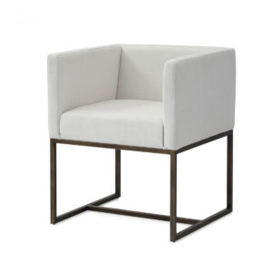 Taupe Nailhead Faux Leather Dining Arm Chair