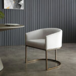White Velvet Brass Modern Dining Chair
