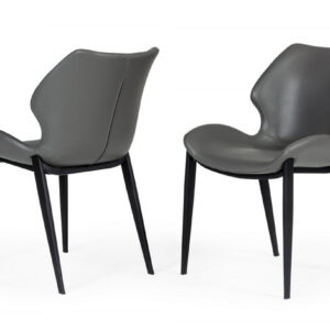 Set of Two Gray Black Modern Dining Chairs