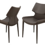 Set of Two Gray Faux Leather Wrapped Dining Chairs