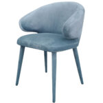 Blue Gray Fabric Wrapped Dining Chair