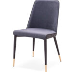 Set of Two Dark Gray Modern Dining Chairs