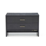 Modern Dark Gray Ash Nightstand with Two Drawers