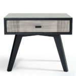 Black and Gray Contemporary Wooden Nightstand with Single Drawer