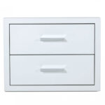 Modern Glossy White Box Nightstand with Two Drawers