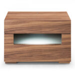 Dazzling contemporary LED Walnut Nightstand with Two Drawers