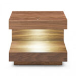 Contemporary LED Lit Walnut Nightstand with One Drawer