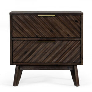 Brown Upholstered 2 Drawer Nightstand
