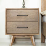Natural Light Mocha Contemporary Nightstand with Two Drawers