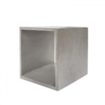 Minimalist Dark Gray Concrete Open Cube End or Side Table