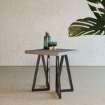 Gray Concrete and Black Metal Geo Industrial Square End Table