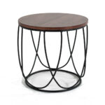 Modern Brown and Black Round Open Geo Base End Table