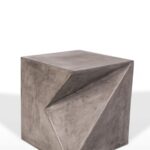 Asymmetric Dark Gray Concrete Cubed Stool