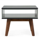 Dark Oak and Shades of Gray Open Rectangle End Table