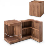 Compact Multipurpose Walnut Rolling End Table with Hidden Storage