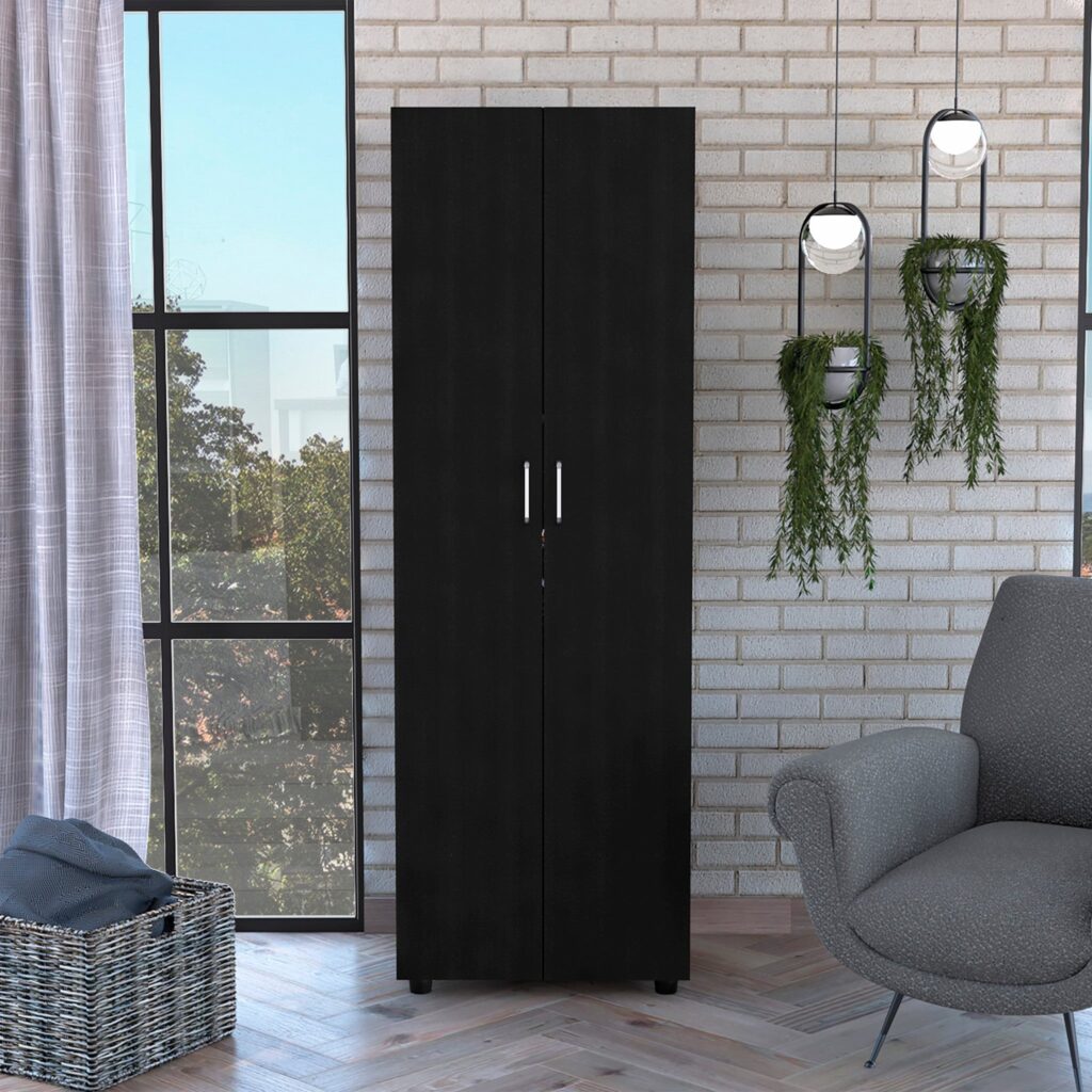 71″ Black Tall Two Door Closet