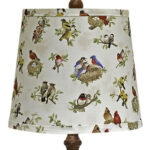Brown Candlestick Woodland Birds Shade Table Lamp