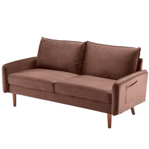 Modern Soft Brown Faux Leather Reclining Sofa