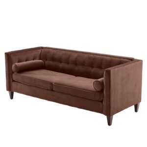 Modern Soft Brown Faux Leather Reclining Sofa