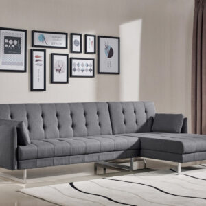 Gray Velvet Modern Tufted Modular Sofa