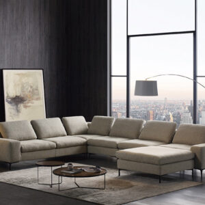 Contemporary Dove Gray Squared Edge Right Facing Sectional Sofa