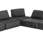 Modern Charcoal Gray Floor Pillow Modular Sectional Sofa