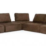 Modern Chocolate Brown Floor Pillow Modular Sectional Sofa