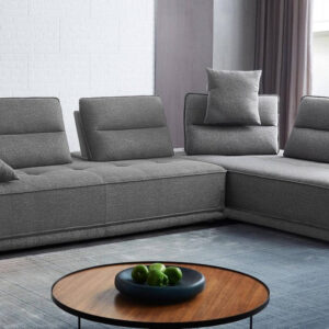Contemporary Dove Gray Squared Edge Right Facing Sectional Sofa