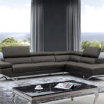 Modern Dark Gray Faux Leather Right Facing Sectional Sofa