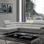 Modern Light Gray Faux Leather Left Facing Sectional Sofa