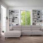 Contemporary Soft Gray Squared Edge Left Facing Sectional Sofa