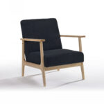 31″ Black and Natural Oak Low Seat Modern Armchair