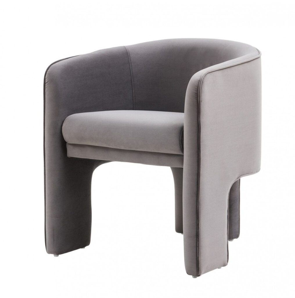 28″ Contemporary Dark Gray Velvet Three Legged Chair