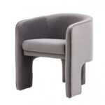 28″ Contemporary Dark Gray Velvet Three Legged Chair