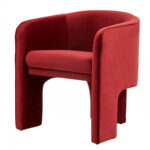 28″ Contemporary Dark Burnt Orange Velvet Three Legged Chair