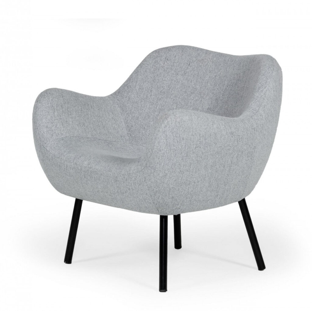 28″ Modern Grey Linen Fabric Chunky Wingback Chair