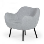 28″ Modern Grey Linen Fabric Chunky Wingback Chair