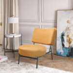 32″ Orange Contemporary Rectangle and Circle Accent Chair