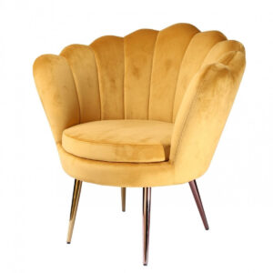 Yellow Curvy Velvet and Black Modern Dining Chair