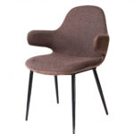 33″ Stylish Brown Fabric and Faux Leather Accent Chair